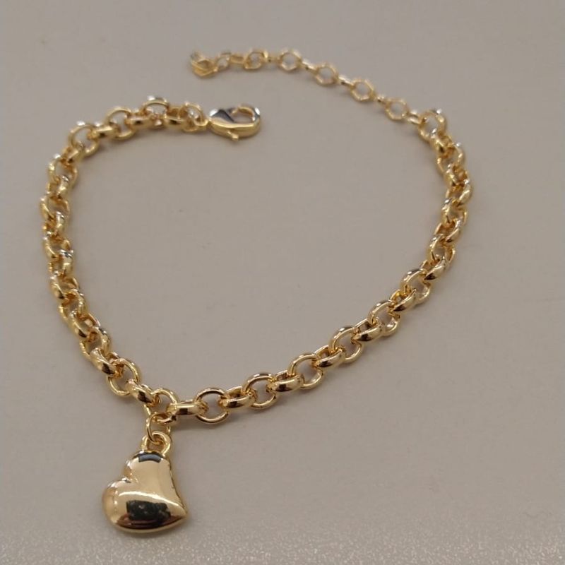 PULSEIRA FO ELO PORTUGUES 5MM CORA PEND LISO 11MM