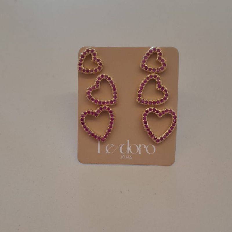 TRIO FO CORA CRAVEJ ROSA 10MM 9MM 7MM