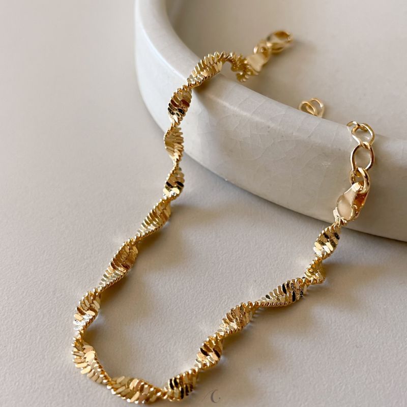 PULSEIRA FO SINGA PURA TORCIDA FINA 2MM 15CM + ALONG