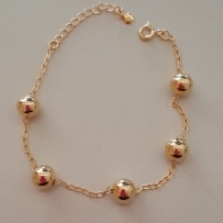 PULSEIRA FO  5 BOLA LISA  7,5MM CORR ELOS 18CM+ALONG