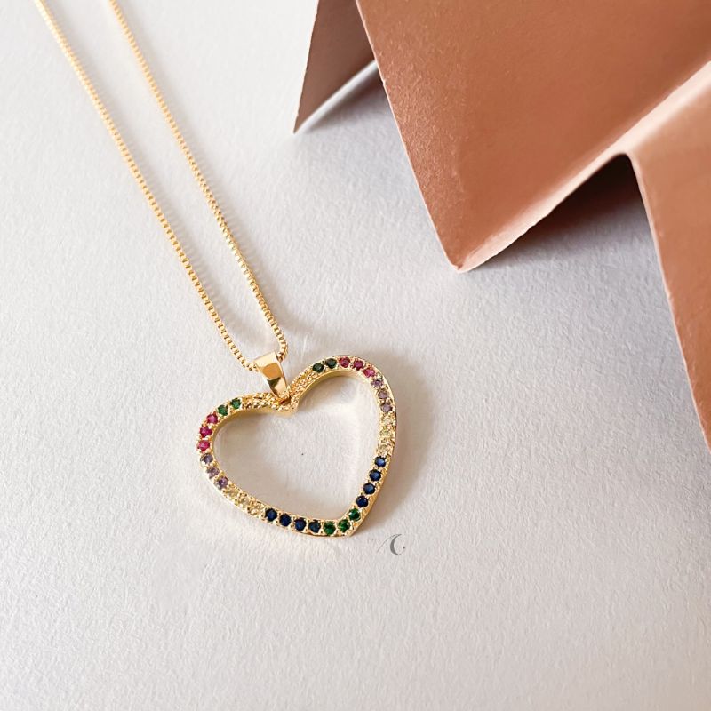 COLAR FO CORA COLORIDO E CRISTAL CRAVEJ 22MM VENEZ 50CM
