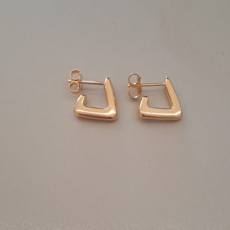 BRINCO FO MEIA ARGOLA  LISA QUADRADA 12MM