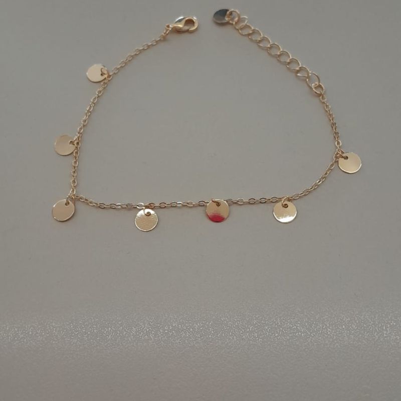 PULSEIRA FO 7 MOEDINHA LISA CORR CADEADO  17CM + ALONG