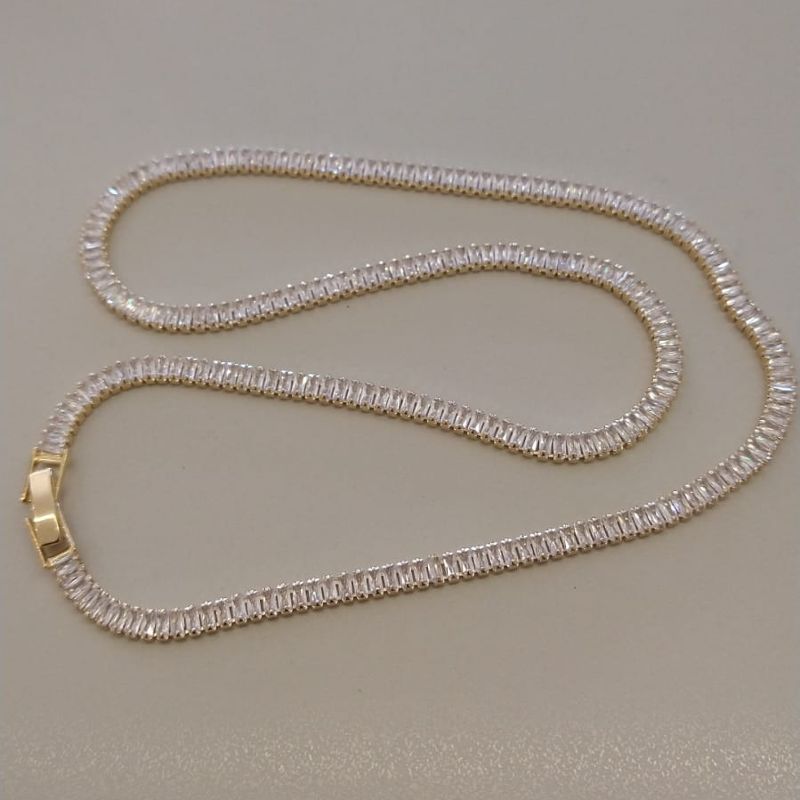 CHOKER FO BAGUETE CRISTAL PEDRA 3,5MM 40CM