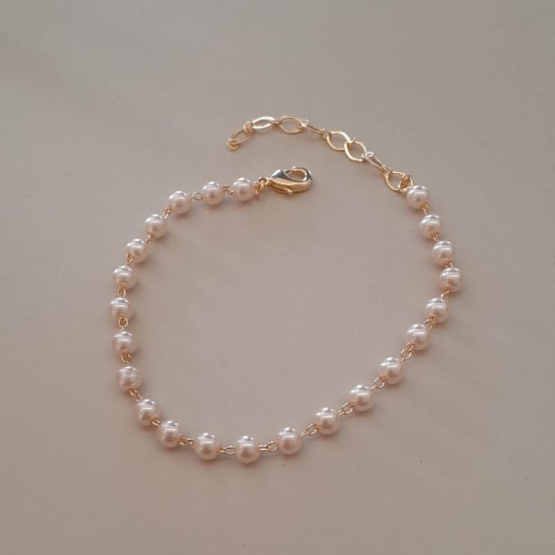 PULSEIRA FO PEROLA 4MM INTEIRA 16CM+ALONG