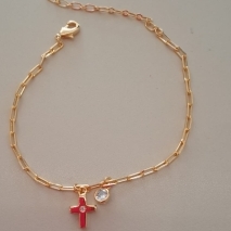 PULSEIRA FO CARTIER ZIRC RDD CRUZ PEND 16CM+ALONG