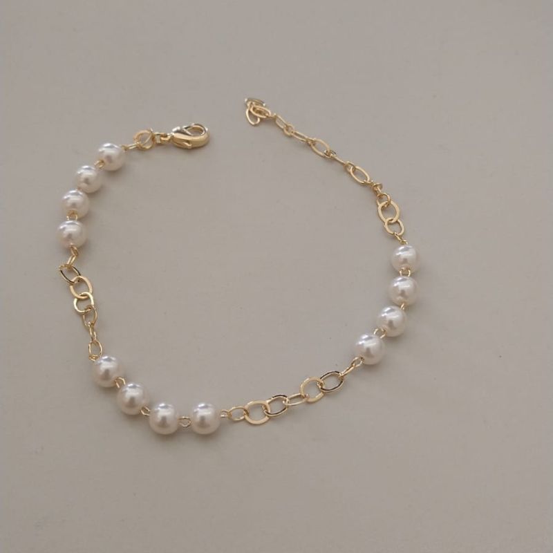 PULSEIRA FO 12 BOLAS PEROLAS 5MM ELOS 16CM+ALONG