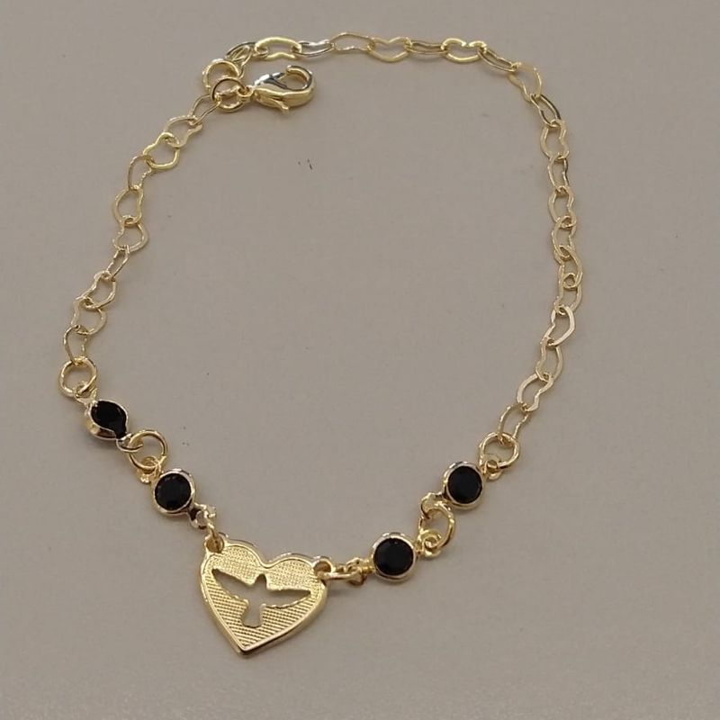 PULSEIRA FO ESP SANTO CORR CORAÇÃO 4 ZIRC RDD PRETO
