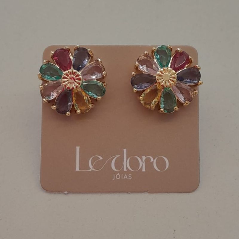 BRINCO FO FLOR 8 PETALAS COLORIDA 13MM