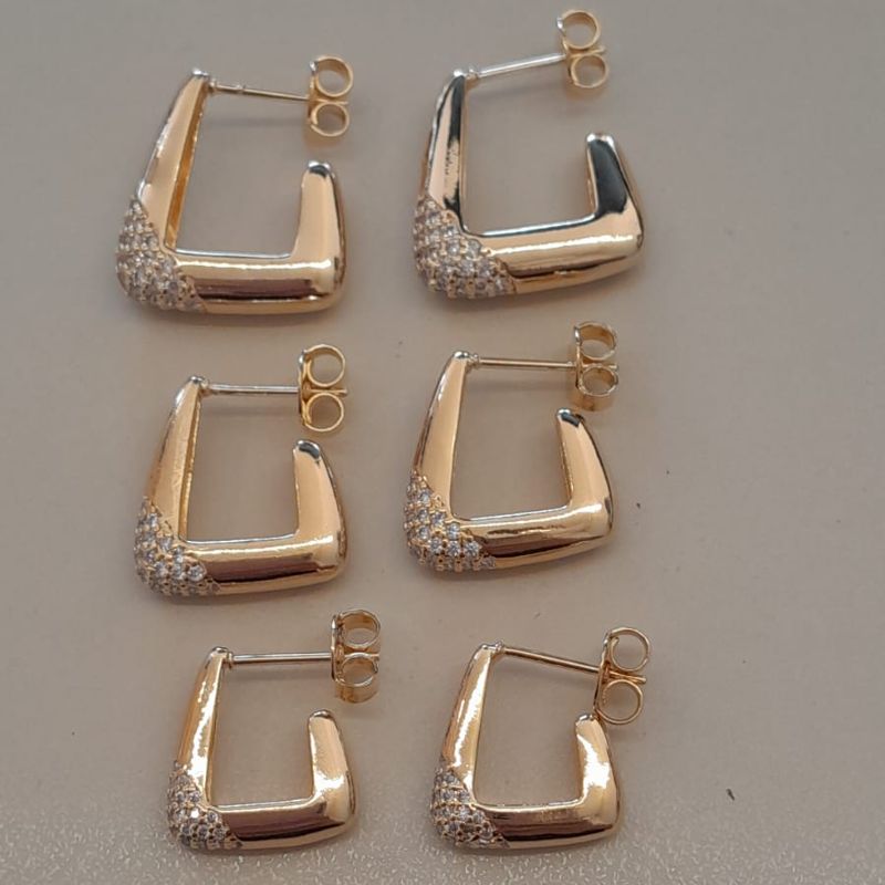 TRIO FO ARGOLA GEOMETRICA LISA PONTA CRAVEJ 20MM 17MM 15MM