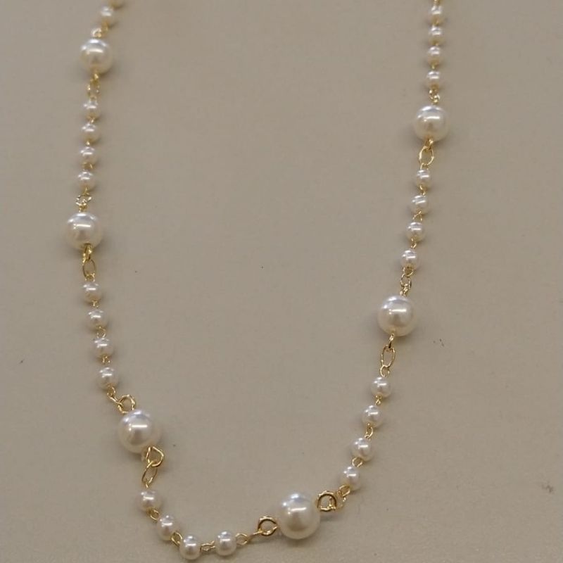 COLAR FO 32 PEROLAS 3MM 8 PEROLAS 6MM 30CM+ALONG
