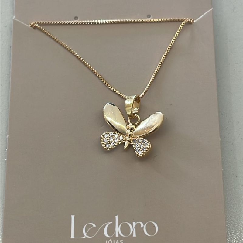 COLAR FO BORBOLETA LISA CRAVEJ CORR 45CM