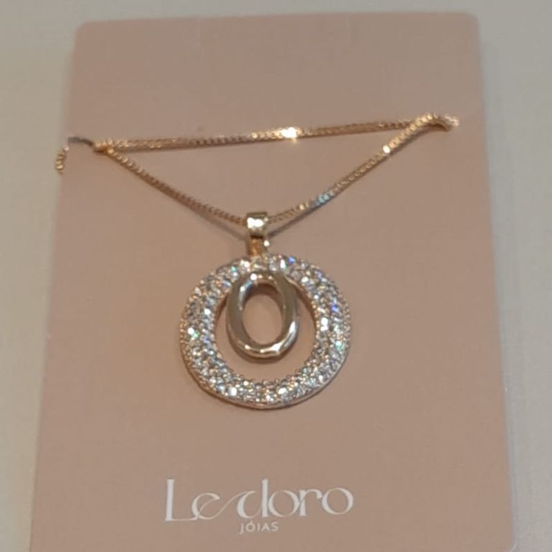 COLAR FO OVAL  LISO CRAVEJ PEND CORR 45CM