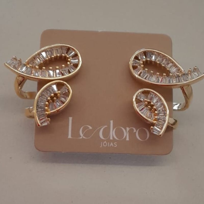 BRINCO FO EAR CUFF GOTA DUPLA BAGUETE 15MM