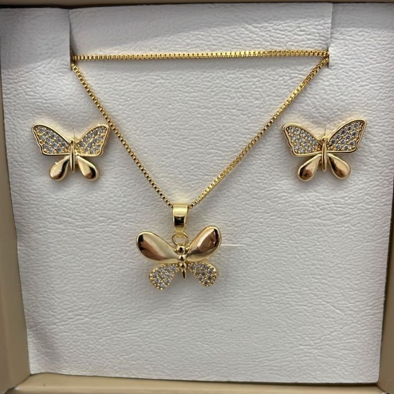 CONJ FO BORBOLETA CRAVEJ LISA  14MM VENEZ 45CM