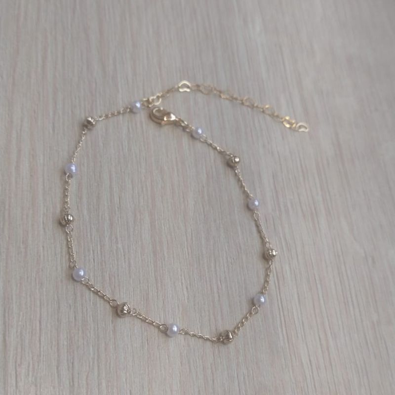 PULSEIRA FO  PEROLA  E BOLINHAS LISA 18CM+ALONG