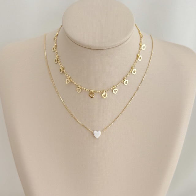 09.2372.0.O - (30) Colar choker de elos com pingentes de coração vazados