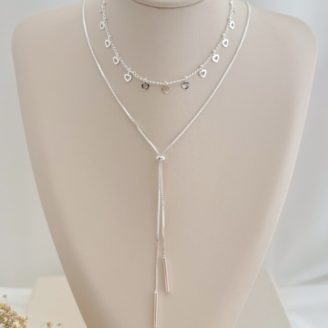 09.2372.0.S - (30) Colar choker de elos com pingentes de coração vazados