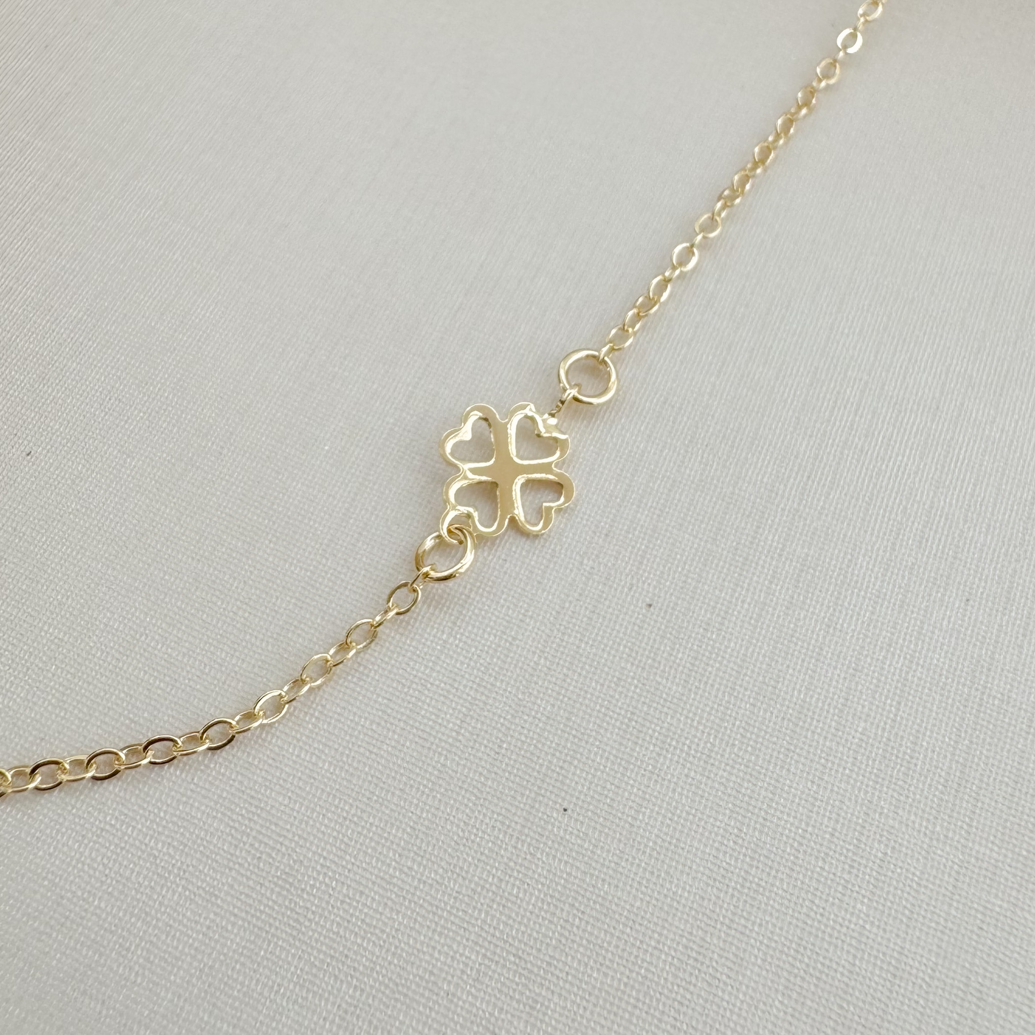 09.2399.0.O - (60) Colar de elos ovais com com shamrock de quatro folhas liso