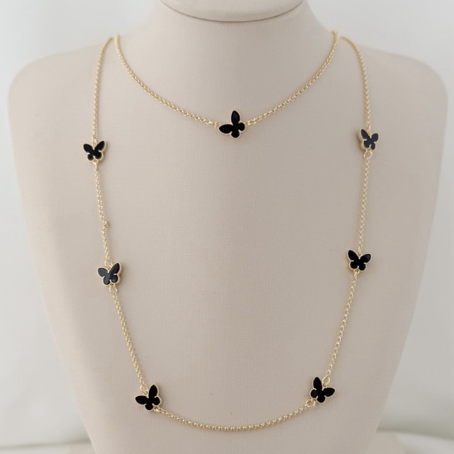 09.2412.2.O - (33) Choker de elos portugueses com central de borboleta em resina com borda lisa