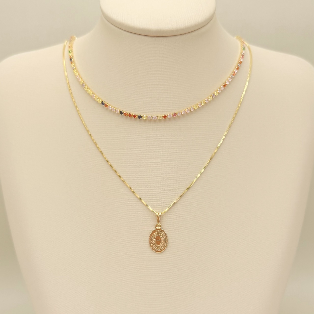 09.2429.C.O - (37) Choker riviera colorida 2mm de espessura.