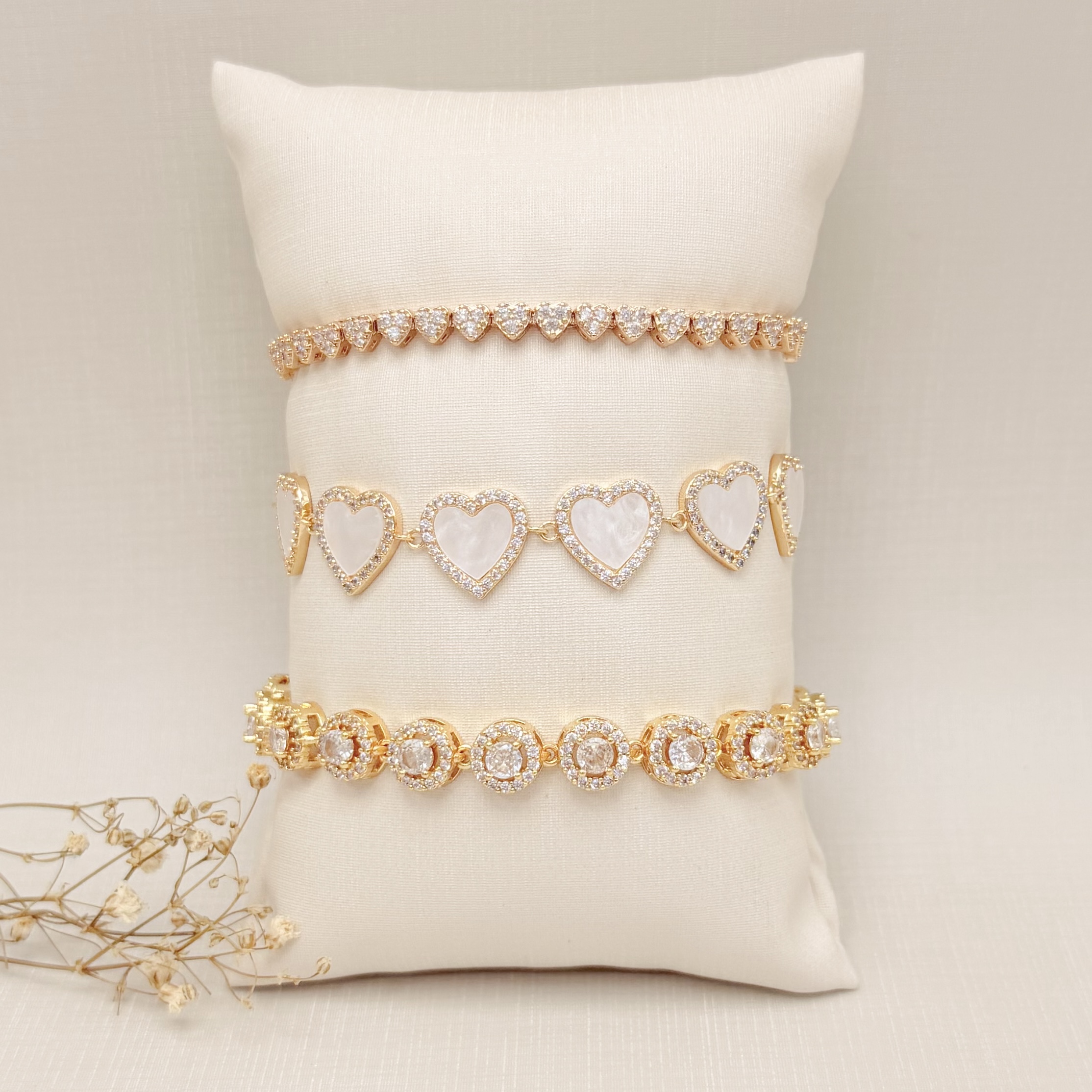 12.2279.1.O - Pulseira de riviera circular com aura separada em galeria com fecho relógio