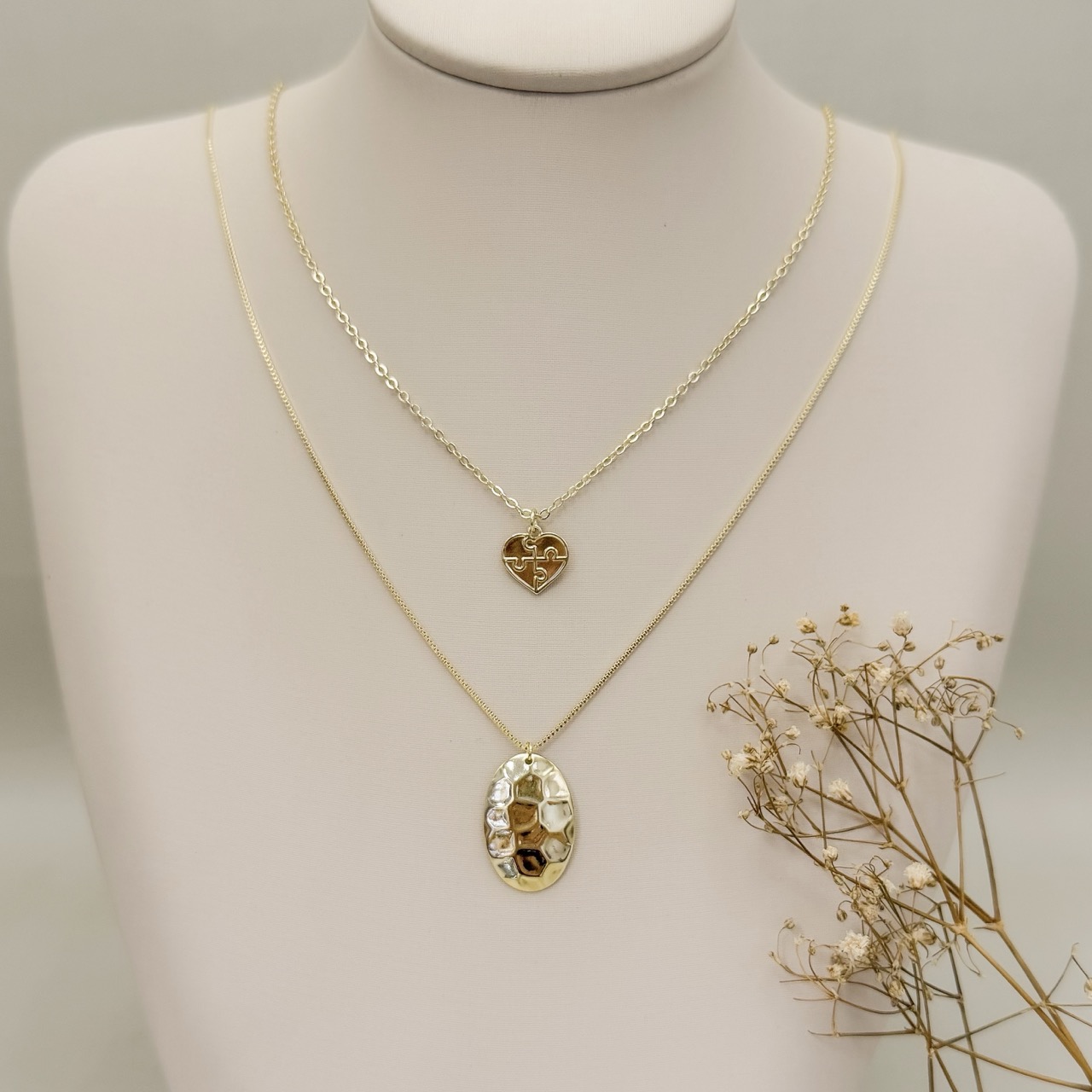 09.2495.0.O - (45) COlar de elos americano com pingente de coração Autismo liso