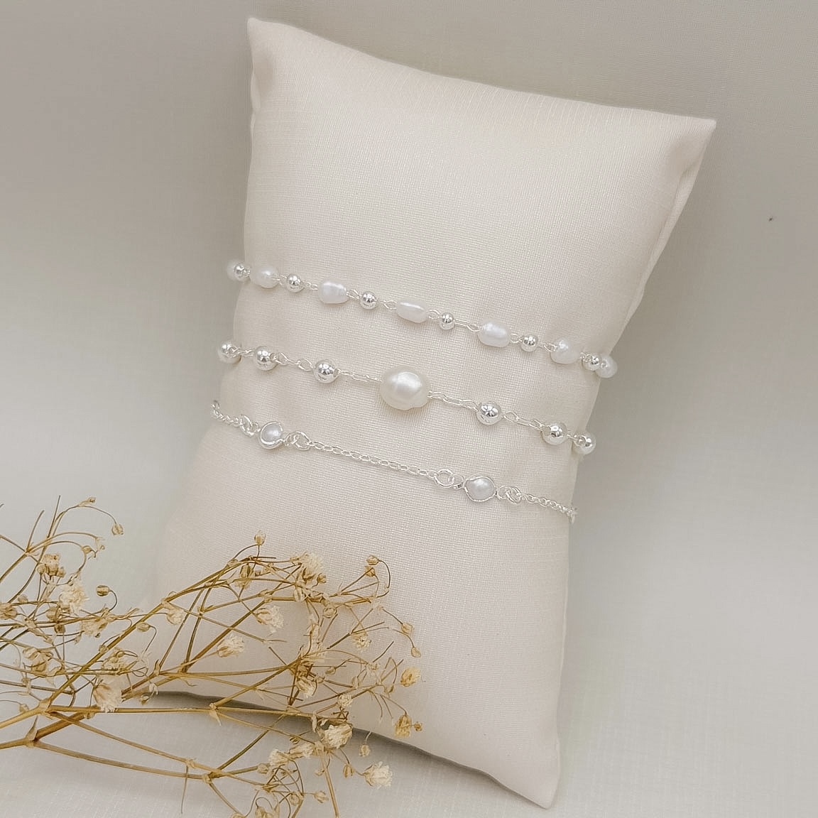 12.2333.15.S - Pulseira estilo tiffany de pérola em elos americanos