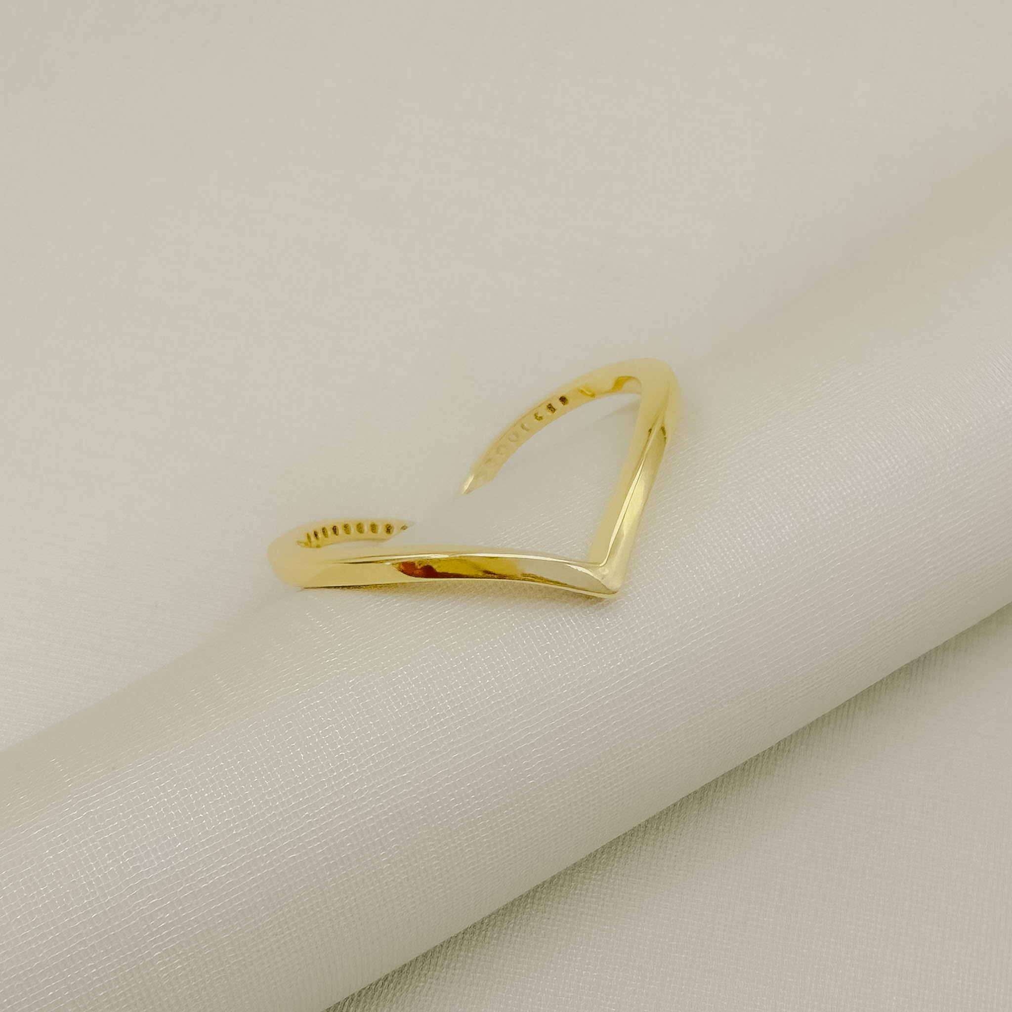 03.2572.1.O - (25) Anel de aro em V com frente cravejada e atras liso