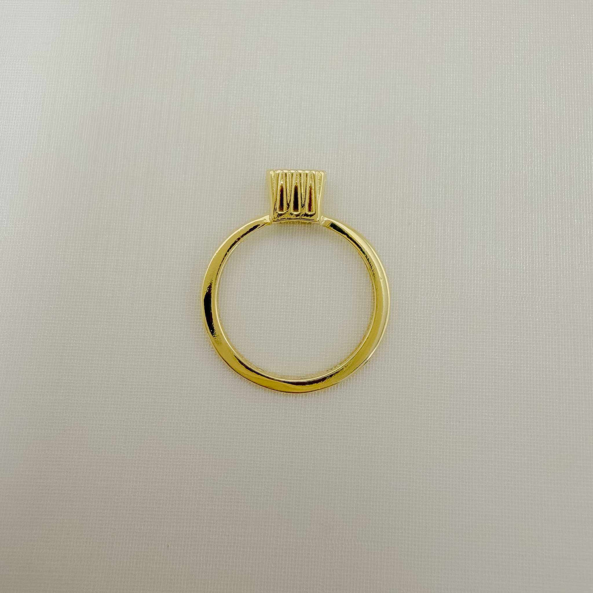 03.2574.1.O - (22) Anel estilo solitario alto quadrado de cravação chuveiro com aro liso