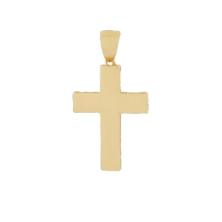 PINGENTE CRUZ LISA COM GALERIA BANHADO A OURO 18K