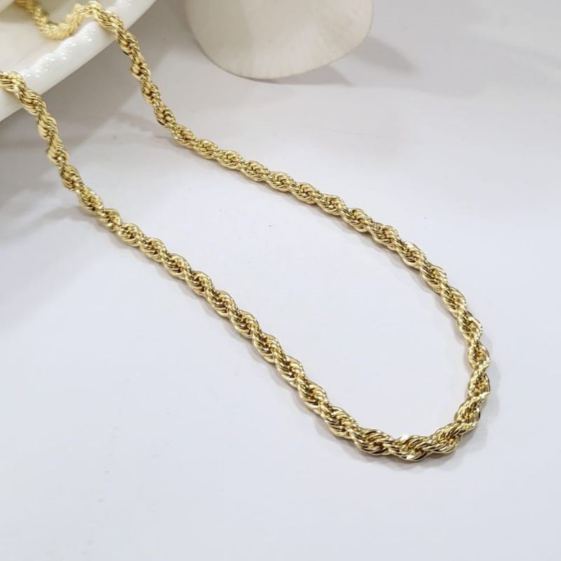 Corrente cordao baiano 4mm banhado a ouro 18k