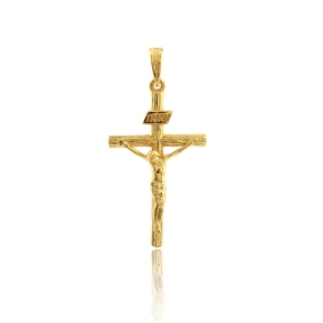 PINGENTE CRUCIFIXO COM CRISTO BANHADO A OURO 18K
