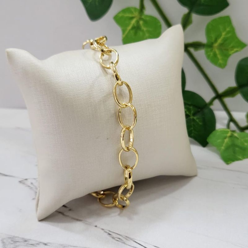 Pulseira elos ovais grandes banhado a ouro 18k