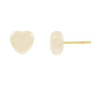 BRINCO CORAÇÃO PÉROLA 6MM BANHADO A OURO 18K