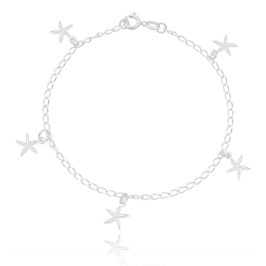 PULSEIRA DE PRATA 925 COM PINGENTES ESTRELAS DO MAR