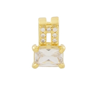 PINGENTE C 1 PEDRA RETANGULAR E 2 FILEIRAS DE ZIRCONIAS BANHADO A OURO 18K