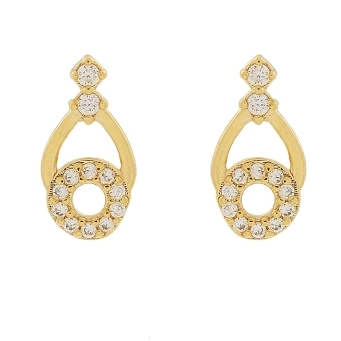 BRINCO COM 2 PONTOS DE LUZ 1 ELO LISO E OUTRO CRAVEJADO BANHADO A OURO 18K
