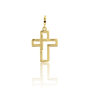 PINGENTE CRUZ COM CRUZ MENOR DENTRO BANHADO A OURO 18K