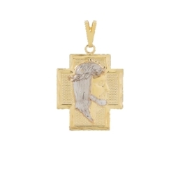 PINGENTE CRUZ FACE DE CRISTO BANHADO A OURO 18K