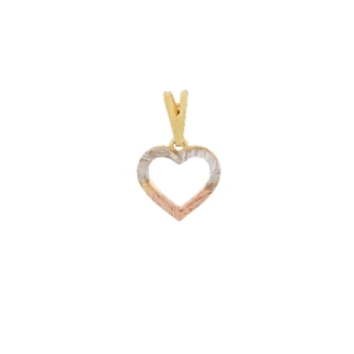 PINGENTE CORAÇÃO RENDADA 3 CORES BANHADO A OURO 18K