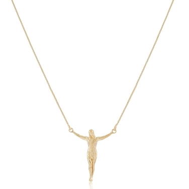 GARGANTILHA COM PINGENTE CRISTO BANHADO A OURO 18K
