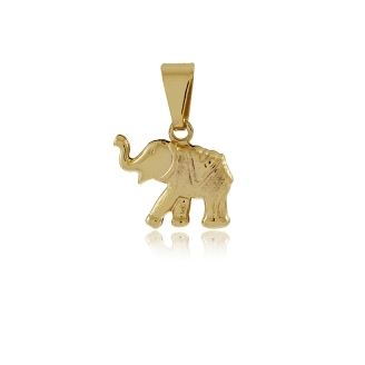 PINGENTE ELEFANTE PEQUENO FOSCO BANHADO A OURO 18K