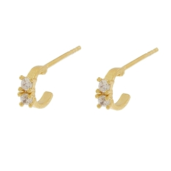BRINCO MINI ARGOLINHA COM 2 PONTO DE LUZ NO MEIO BANHADO A OURO 18K