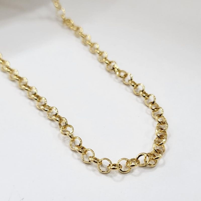 Corrente elo portugues 4mm banhado a ouro 18K
