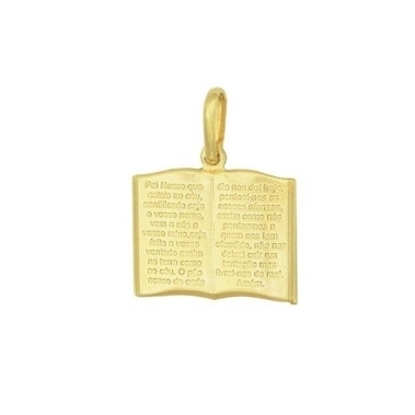PINGENTE BIBLIA PAI NOSSO BANHADO A OURO 18K