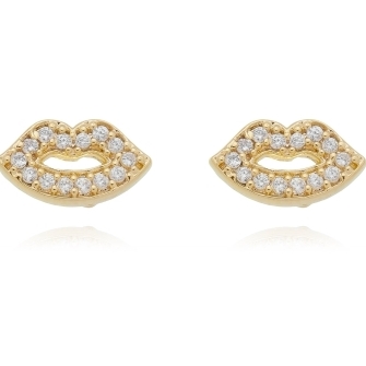 BRINCO BOCA CRAVEJADA PEQUENA BANHADO A OURO 18K