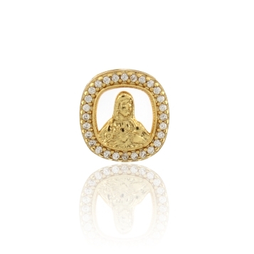 PINGENTE SAGRADO CORAÇÃO DE JESUS CRAVEJADO BANHADO A OURO 18K