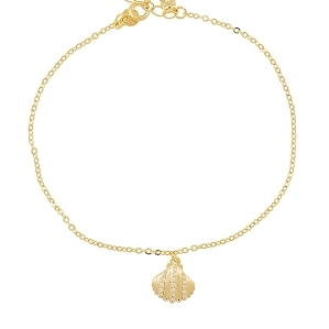 TORNOZELEIRA CONCHA CRAVEJADA BANHADA A OURO 18K