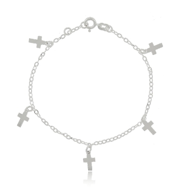 PULSEIRA COM 5 CRUZES PEQUENAS PRATA 925